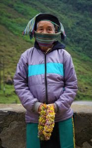 Old Lady Grandma Selling Flowers in Ha Giang