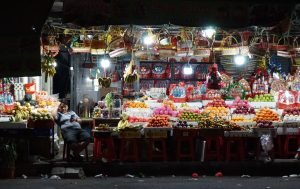 Market Stall Merchant Phnom Penh Cambodia at night