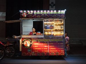 Street Food Market Stall Merchant Phnom Penh Cambodia at night