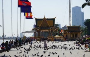 Mekong River Cambodia Phnom Penh Children and Pigeons